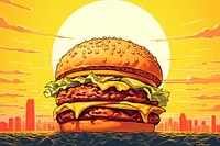 Cheese burger food advertisement hamburger.