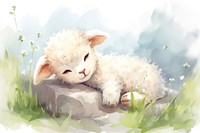 Cute baby sheep drawing animal mammal. AI generated Image by rawpixel.