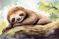 Cute baby sloth wildlife outdoors drawing. AI generated Image by rawpixel.