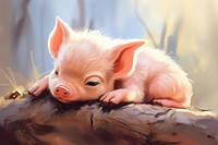 Cute baby pig animal mammal relaxation. AI generated Image by rawpixel.
