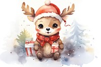 Cute baby reindeer christmas drawing winter. AI generated Image by rawpixel.