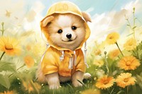 Puppy flower portrait outdoors. AI generated Image by rawpixel.