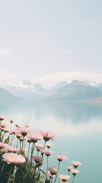  Mountains flower lake landscape. AI generated Image by rawpixel.