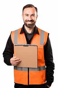 Warehouse worker holding adult white background.
