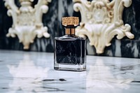 Perfume bottle glass black container.