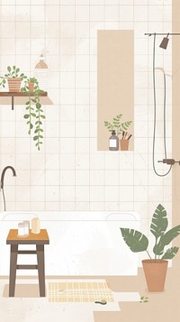 Bathroom bathtub plant architecture.