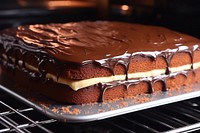 Baking simple cake in oven dessert food sachertorte.
