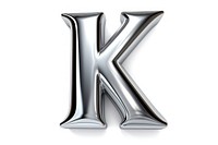 K letter shape Chrome material text white background alphabet.