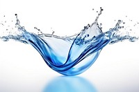 Blue water splashes falling drop wave.