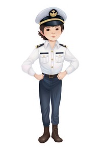 Kid wearing pilot uniform officer white background accessories. 