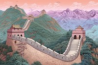 Toile wallpaper of the great wall of china landscape architecture mountain.