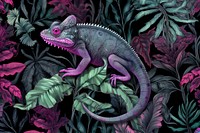 Solid toile wallpaper of chameleon dinosaur reptile animal.