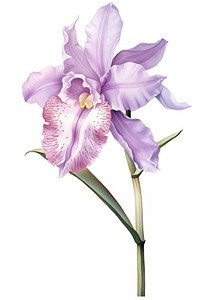 Watercolor cattleya flower gladiolus blossom orchid.