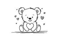 Valentines teddy bear doodle drawing sketch.
