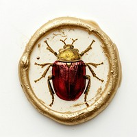 Seal Wax Stamp a bug animal red white background.