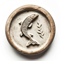Seal Wax Stamp fish white background porcelain currency.