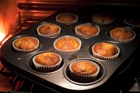 Muffin in oven appliance kitchen food.