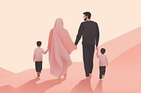 Happy muslims family celebrating walking adult togetherness. AI generated Image by rawpixel.