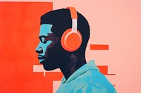 Black man listen to the music headphones portrait headset. AI generated Image by rawpixel.