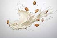 Splash effect of almond milk dairy food freshness.