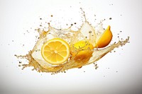 Splash effect of lemonnade fruit food refreshment.