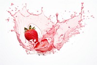 Splash effect of strawberry milk fruit plant food.