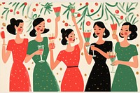  Party adult women togetherness. AI generated Image by rawpixel.