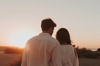 Celebrate their anniversary outdoors sunset nature. AI generated Image by rawpixel.
