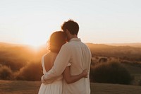 Anniversary outdoors wedding sunset. AI generated Image by rawpixel.