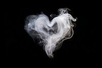 Heart fog effect black smoke black background.