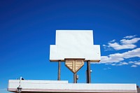 Blank white retro 1960s restaurant sign in las vegas sky architecture outdoors.