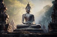 Buddha and temple in Thailand buddha representation spirituality. AI generated Image by rawpixel.