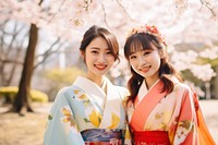Colorful traditional Japanese wear fashion adult women.