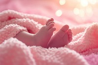 Newborn baby feet blanket pink comfortable.