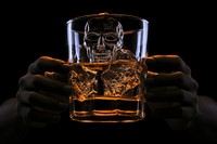 Man drinking whiskey glass refreshment portrait.