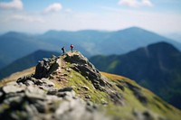 Man on the mountain peak wilderness recreation landscape. AI generated Image by rawpixel.