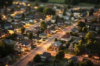 Suburban city in America suburb architecture tilt-shift. AI generated Image by rawpixel.