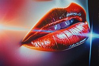 Lipstick art advertisement illuminated.