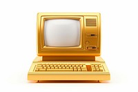 Computer retro gold white background electronics.