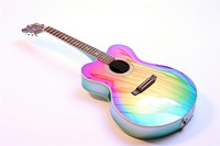 Acoustic guitar iridescent music white background creativity.