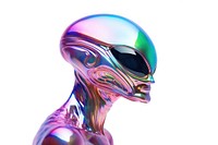 Alien iridescent futuristic technology portrait.