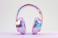 Headphone iridescent headphones headset white background.