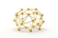 Network gold material jewelry sphere white background.