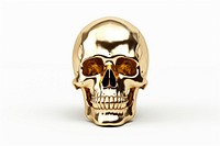 Skull gold white background representation.