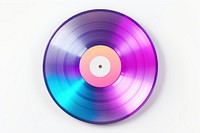 Vinyl record iridescent purple white background gramophone.