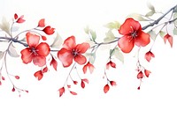 Aesthetic red flower watercolor pattern nature plant.