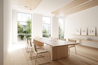 Meeting room furniture wood architecture. 