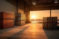 Warehouse container sunset architecture. AI generated Image by rawpixel.