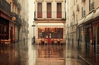 Coffee shop architecture restaurant furniture. AI generated Image by rawpixel.