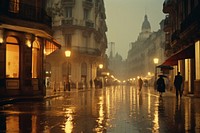 Spain rain outdoors street. 